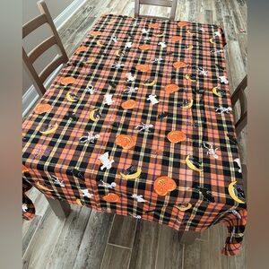 Plaid Halloween Tablecloth - Orange and Black